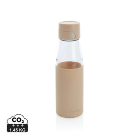 Ukiyo Trink-Tracking-Flasche aus Glas mit Hülle braun bedrucken, Art.-Nr. P436.729 Ukiyo Trink-Tracking-Flasche aus Glas mit Hülle braun bedrucken, Art.-Nr. P436.729