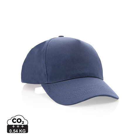 Impact 5 Panel Kappe aus 190gr rCotton mit AWARE™ Tracer navy blau bedrucken, Art.-Nr. P453.339