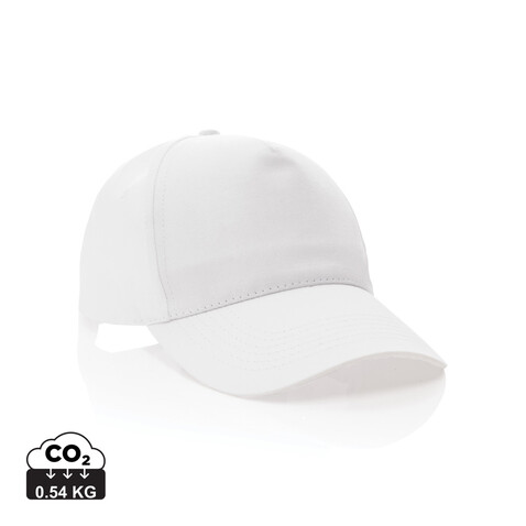 Impact 5 Panel Kappe aus 190gr rCotton mit AWARE™ Tracer weiß bedrucken, Art.-Nr. P453.333