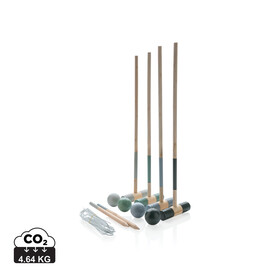 Krocket-Set aus Holz braun bedrucken, Art.-Nr. P453.539