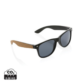 Sonnenbrille aus GRS recyceltem PC-Kunststoff mit Kork schwarz bedrucken, Art.-Nr. P453.881 Sonnenbrille aus GRS recyceltem PC-Kunststoff mit Kork schwarz bedrucken, Art.-Nr. P453.881