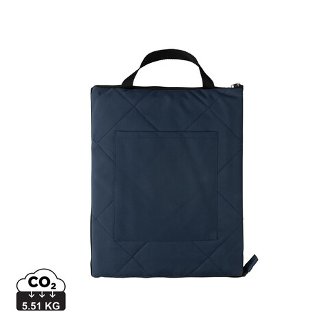 Impact Aware™ RPET faltbare, gesteppte Picknickdecke navy blau bedrucken, Art.-Nr. P459.125