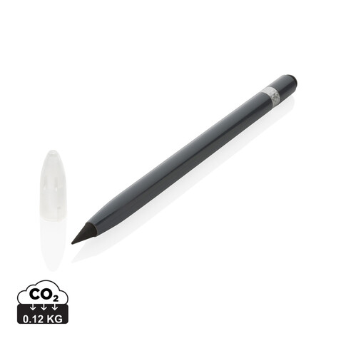 Tintenloser Stift aus Aluminium mit Radiergummi grau bedrucken, Art.-Nr. P611.122