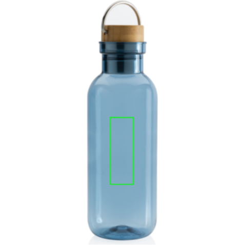 GRS rPET Flasche with Bambusdeckel und Griff blau bedrucken, Art.-Nr. P433.265