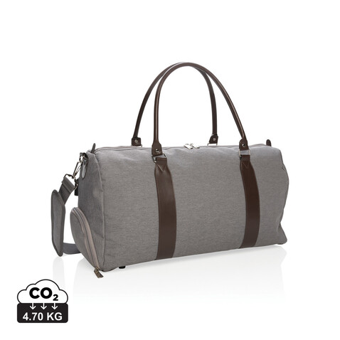 Wochenendtasche mit USB A-Ausgang grau bedrucken, Art.-Nr. P707.052