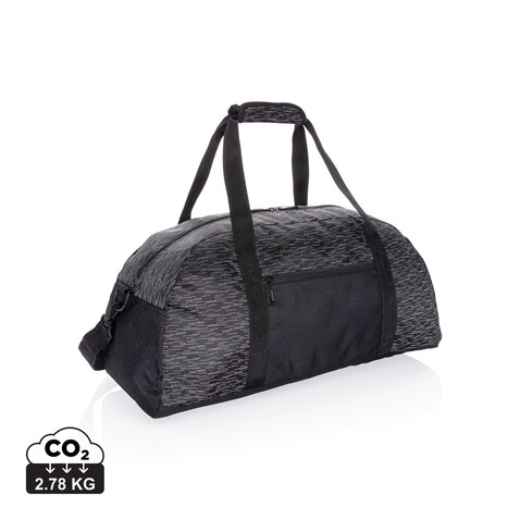 AWARE™ reflektierende RPET Wochenendtasche schwarz bedrucken, Art.-Nr. P707.081