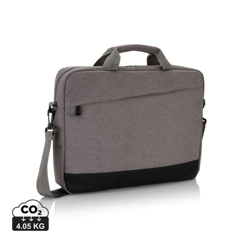 Trend 15” Laptoptasche grau, schwarz bedrucken, Art.-Nr. P732.342