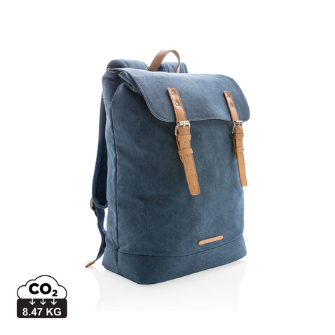 Canvas Laptop-Rucksack, PVC-frei blau bedrucken, Art.-Nr. P762.465