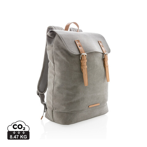 Canvas Laptop-Rucksack, PVC-frei grau bedrucken, Art.-Nr. P762.462