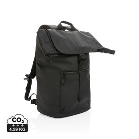 Impact AWARE™ RPET wasserabweisender 15.6&amp;quot; Laptop-Rucksack schwarz bedrucken, Art.-Nr. P762.901