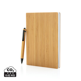A5 Bambus Notizbuch &amp;amp; Stift braun bedrucken, Art.-Nr. P772.159