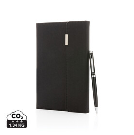 Swiss Peak Deluxe A5 Notizbuch mit Stift schwarz bedrucken, Art.-Nr. P772.921