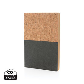 A5 Kork &amp;amp; Kraft Notizbuch schwarz bedrucken, Art.-Nr. P774.331