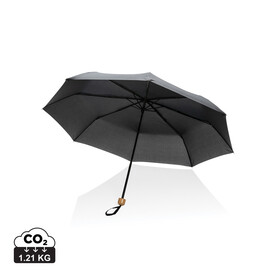 20.5&amp;quot; Impact AWARE™ RPET 190T Pongee Bambus Mini-Schirm schwarz bedrucken, Art.-Nr. P850.571