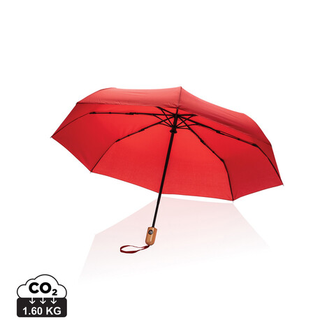 21" Impact AWARE™ RPET 190T Bambus-Schirm autom. open/close rot bedrucken, Art.-Nr. P850.614