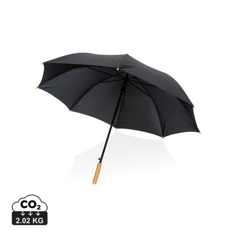 27&quot; Impact AWARE™ RPET 190T Auto-Open Bambus-Schirm schwarz bedrucken, Art.-Nr. P850.661