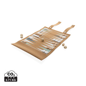 Britton faltbares Backgammon und Damespiel Set aus Kork braun bedrucken, Art.-Nr. P940.219