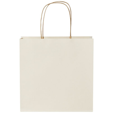 Papiertüte 150 g/m² aus landwirtschaftlichen Reststoffen mit gedrehten Griffen – 24 × 9 × 24 cm, offwhite bedrucken, Art.-Nr. 1ZM00101