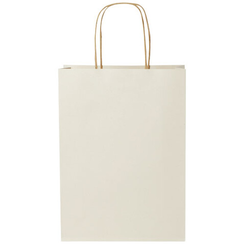 Papiertüte 150 g/m² aus landwirtschaftlichen Reststoffen mit gedrehten Griffen – 24 × 9 × 32 cm, offwhite bedrucken, Art.-Nr. 1ZM00201