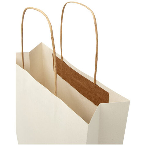 Papiertüte 150 g/m² aus landwirtschaftlichen Reststoffen mit gedrehten Griffen – 24 × 9 × 32 cm, offwhite bedrucken, Art.-Nr. 1ZM00201