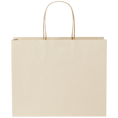 Papiertüte 150 /m² aus landwirtschaftlichen Reststoffen mit gedrehten Griffen – 31 × 12 × 25 cm, offwhite bedrucken, Art.-Nr. 1ZM00301