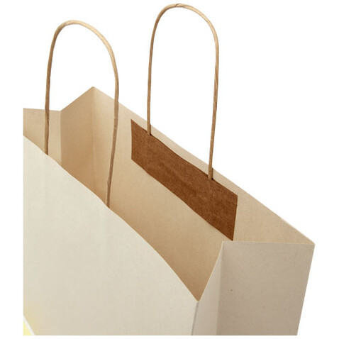 Papiertüte 150 /m² aus landwirtschaftlichen Reststoffen mit gedrehten Griffen – 31 × 12 × 25 cm, offwhite bedrucken, Art.-Nr. 1ZM00301