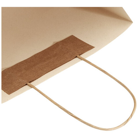 Papiertüte 150 /m² aus landwirtschaftlichen Reststoffen mit gedrehten Griffen – 31 × 12 × 25 cm, offwhite bedrucken, Art.-Nr. 1ZM00301