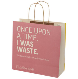 Papiertüte 150 g/m² aus landwirtschaftlichen Reststoffen mit gedrehten Griffen – 31 × 12 × 31 cm, offwhite bedrucken, Art.-Nr. 1ZM00401