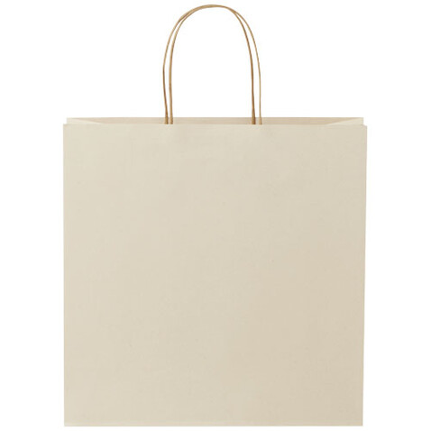 Papiertüte 150 g/m² aus landwirtschaftlichen Reststoffen mit gedrehten Griffen – 31 × 12 × 31 cm, offwhite bedrucken, Art.-Nr. 1ZM00401