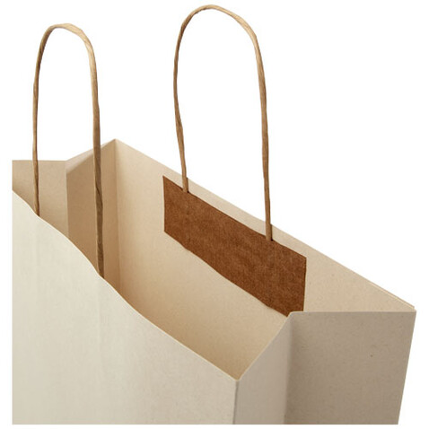 Papiertüte 150 g/m² aus landwirtschaftlichen Reststoffen mit gedrehten Griffen – 31 × 12 × 31 cm, offwhite bedrucken, Art.-Nr. 1ZM00401