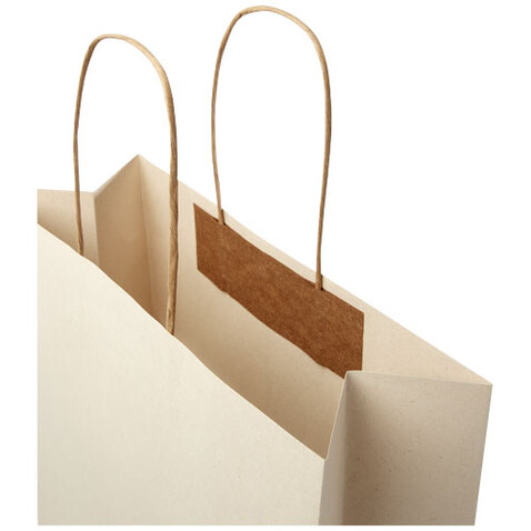 Papiertüte 150 g/m² aus landwirtschaftlichen Reststoffen mit gedrehten Griffen – 31 × 12 × 41 cm, offwhite bedrucken, Art.-Nr. 1ZM00501