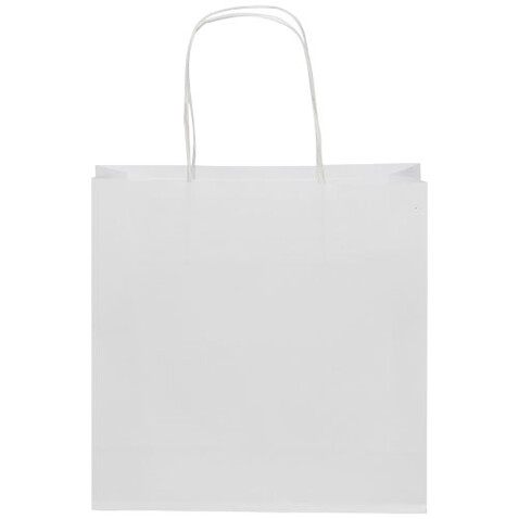 Kraftpapiertasche 120 /m² mit gedrehten Griffen – 24 × 9 × 24 cm, weiss bedrucken, Art.-Nr. 1ZM00601
