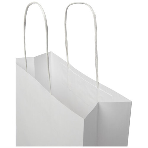 Kraftpapiertasche 120 g/m² mit gedrehten Griffen – 24 × 9 × 32 cm, weiss bedrucken, Art.-Nr. 1ZM00701
