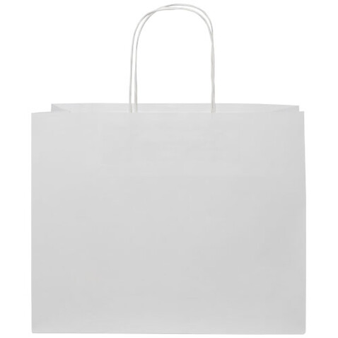 Kraftpapiertasche 120 g/m² mit gedrehten Griffen – 31 × 12 × 25 cm, weiss bedrucken, Art.-Nr. 1ZM00801