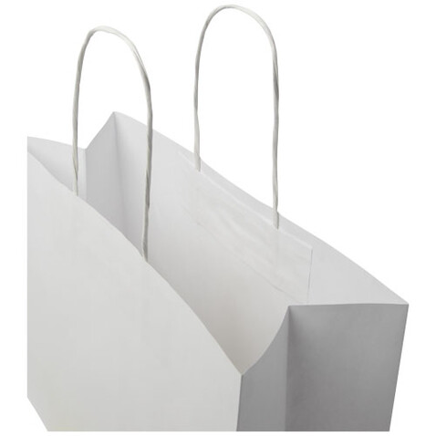 Kraftpapiertasche 120 g/m² mit gedrehten Griffen – 31 × 12 × 25 cm, weiss bedrucken, Art.-Nr. 1ZM00801