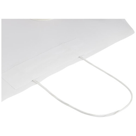 Kraftpapiertasche 120 g/m² mit gedrehten Griffen – 31 × 12 × 25 cm, weiss bedrucken, Art.-Nr. 1ZM00801