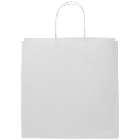 Kraftpapiertasche 120 g/m² mit gedrehten Griffen – 31 × 12 × 31 cm, weiss bedrucken, Art.-Nr. 1ZM00901