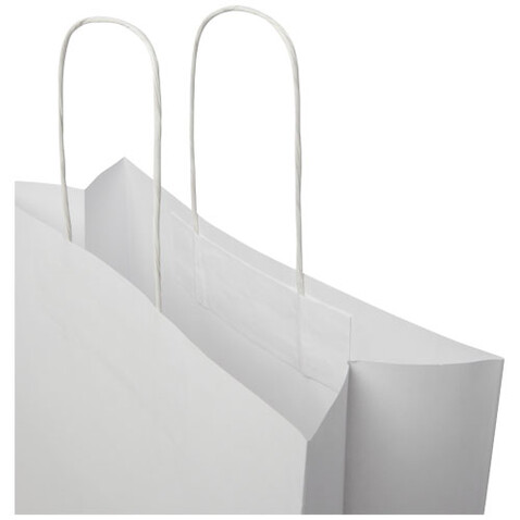 Kraftpapiertasche 120 g/m² mit gedrehten Griffen – 31 × 12 × 31 cm, weiss bedrucken, Art.-Nr. 1ZM00901