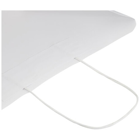 Kraftpapiertasche 120 g/m² mit gedrehten Griffen – 31 × 12 × 31 cm, weiss bedrucken, Art.-Nr. 1ZM00901