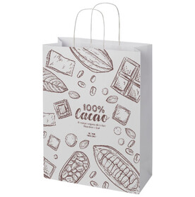 Kraftpapiertasche 120 g/m² mit gedrehten Griffen – 31 × 12 × 41 cm, weiss bedrucken, Art.-Nr. 1ZM01001