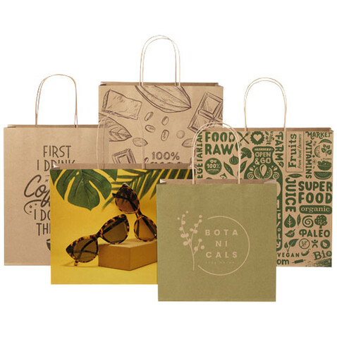 Kraftpapiertasche 120 g/m² mit gedrehten Griffen – 31 × 12 × 41 cm, Kraftpapier bedrucken, Art.-Nr. 1ZM01006