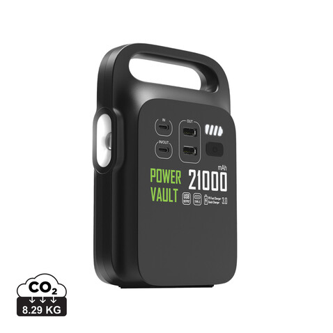 Power Vault 21.000mAh tragbare Powerstation aus RCS rPlastik schwarz bedrucken, Art.-Nr. P322.331