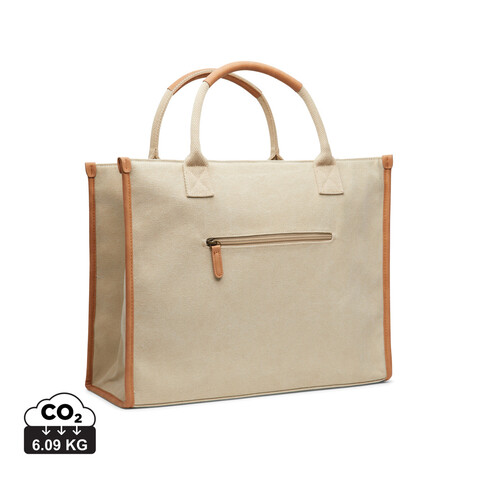 VINGA Bosler Büro-Tasche aus RCS recyceltem Canvas beige bedrucken, Art.-Nr. V762009