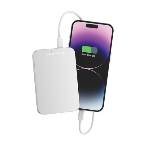 Urban Vitamin Richmond 5000mAh Powerbank aus RCS Plastik/Alu silber bedrucken, Art.-Nr. P322.822