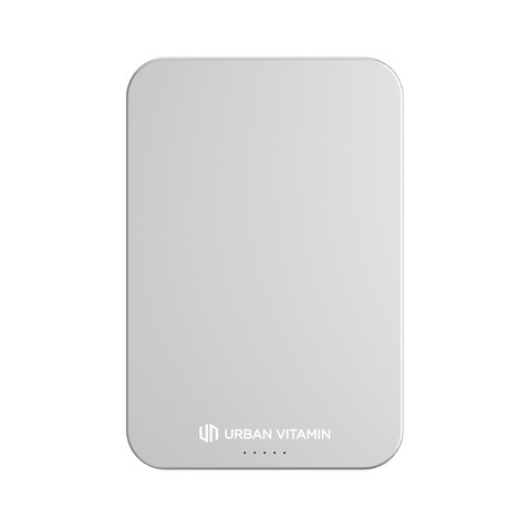 Urban Vitamin Compton 10000mAh Powerbank aus RCS Plastik/Alu silber bedrucken, Art.-Nr. P322.842