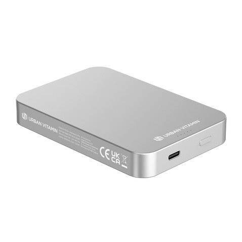 Urban Vitamin Compton 10000mAh Powerbank aus RCS Plastik/Alu silber bedrucken, Art.-Nr. P322.842
