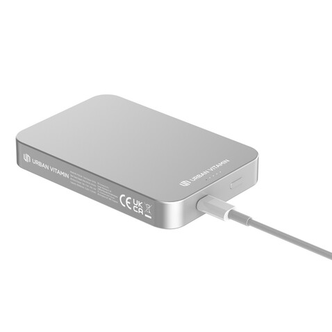 Urban Vitamin Compton 10000mAh Powerbank aus RCS Plastik/Alu silber bedrucken, Art.-Nr. P322.842
