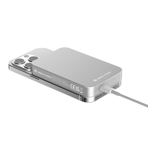 Urban Vitamin Compton 10000mAh Powerbank aus RCS Plastik/Alu silber bedrucken, Art.-Nr. P322.842
