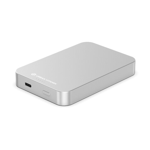 Urban Vitamin Compton 10000mAh Powerbank aus RCS Plastik/Alu silber bedrucken, Art.-Nr. P322.842
