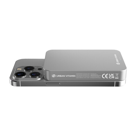 Urban Vitamin Compton 10000mAh Powerbank aus RCS Plastik/Alu silber bedrucken, Art.-Nr. P322.842